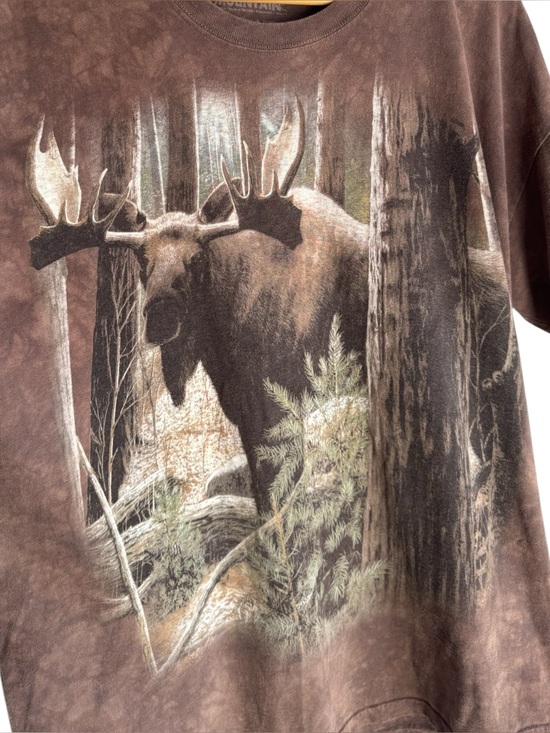 The Mountain Other - The Mountain 2002 Moose T-Shirt Mens XL Brown Tie Dye Animal Graphic Tee GUC